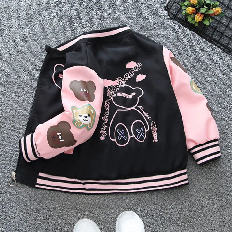 Motorcycle Girls Handsome Leather Jacket Spring Autumn New Short Style Lapel Zipper Coat For 2-8 Years Kids Fashion Pu Outerwear