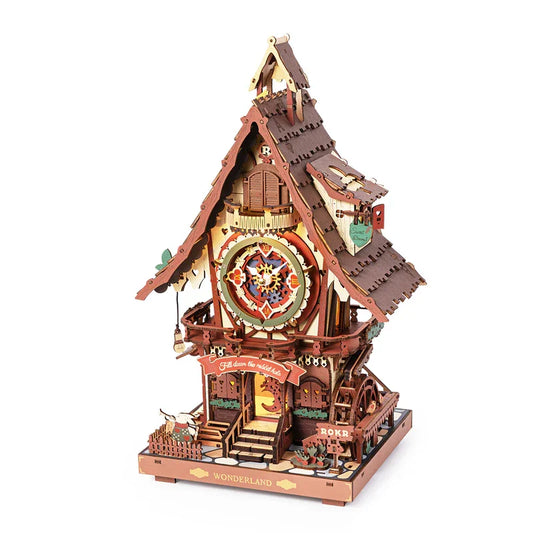 Robotime 3D Wooden Puzzle Cuckoo Clock Kit Black Forest Style with Working Bird  DIY Clock Model Kit for Kids Adults Model