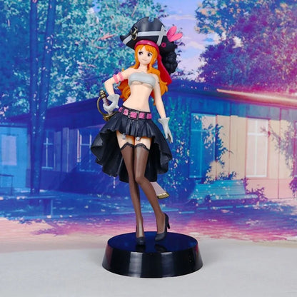 20CM Anime Nami Black Clothes Action Figure ONE PIECE FILM RED Dress Up Figurine PVC Collectible Model Toy Kid Gift
