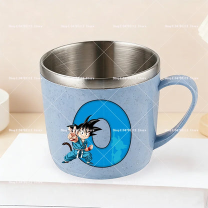 Dragons Ball 304 Stainless Steel Mouth Cup Goku Anime Kawaii Letter A-Z Coffee Milk Water Mug  Anti-scalding Camping Cups Gift