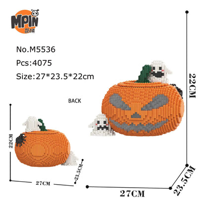 Creative Halloween Ghost Pumpkin Skeleton Bear 3D Puzzle Building Blocks Assembly Brick Construction Toy for Home Decoration