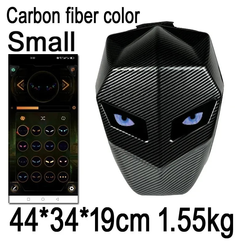 Motorcycle backpack with LED eyes men carbon fibre hard shell waterproof knight helmet bag riding motorcycle backpack luminous