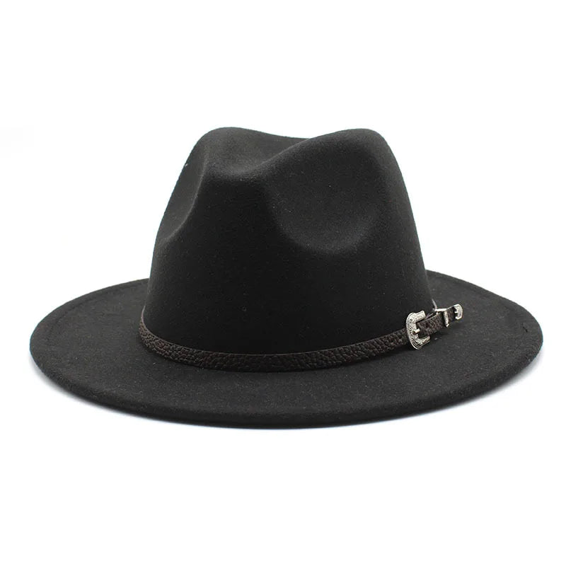 British Style Felt Jazz Fedora Hat 59-61CM Size Panama Trilby Hats for Women Men Gentleman Wedding Party Hat