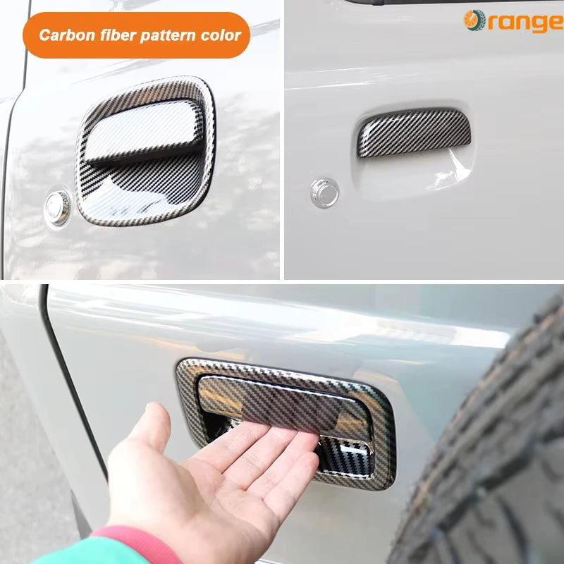 Carbon Fiber ABS Door Handle Decor Cover For Suzuki Jimny JB64 JB74 2018-2026, Side & Rear Tail Gate Exterior Accessories