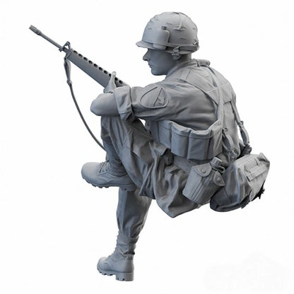 1/16 Scale Die-Cast Resin Figure Model Kit Vietnam War US Army Infantry Sitting Position Unassembled and Unpainted