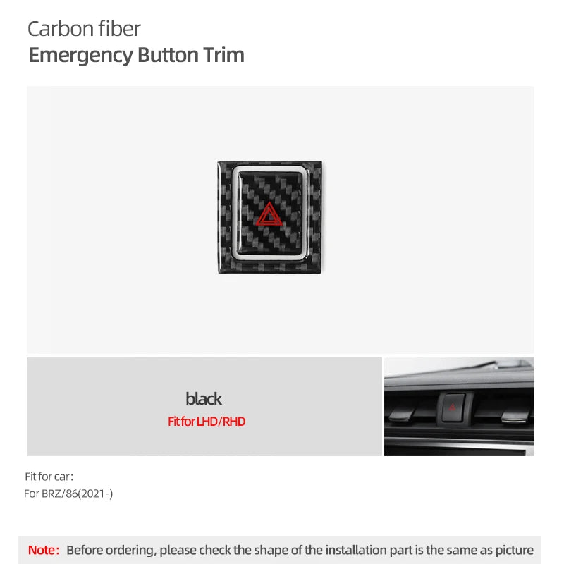 For Subaru BRZ/Toyota GR86 2021- Carbon Fiber Emergency Flasher Switch Button Trim Stickers Car Interior Tuning Accessories