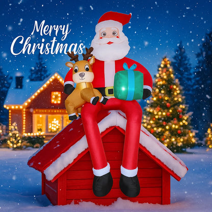 9.5FT Inflatable Christmas Santa Claus Decoration Reindeer Gift LED Home Ornament Christmas Gifts Supplies Toy Xmas Yard Decor