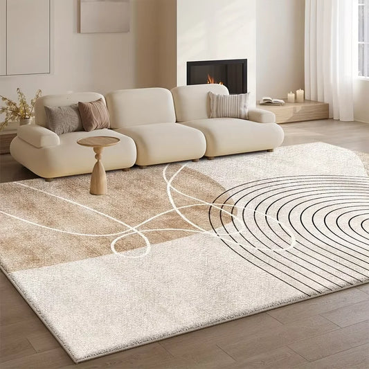 VIKAMA Flannel Carpet Modern Light Luxury Living Room Mat Bedroom Bedside Rug Simple Mat Large Rug Non-slip Washable Home Decor