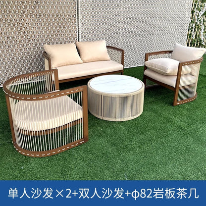 YFY  outdoor rattan sofa courtyard open-air hotel leisure dining chair garden waterproof coffee table combination