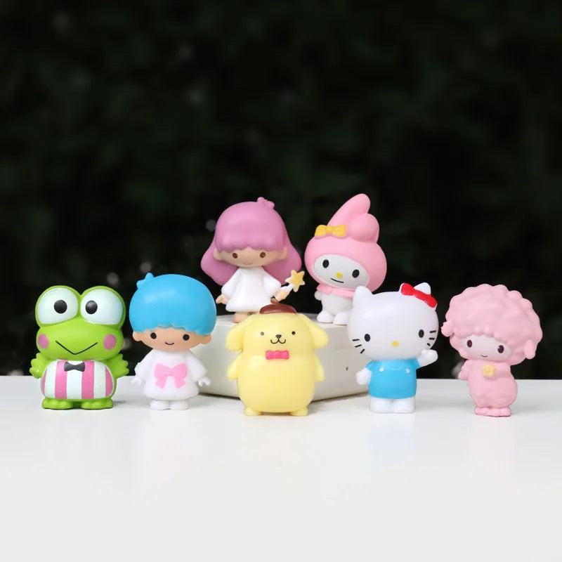 Kawaii Sanrio Anime Figure Cinnamoroll Kuromi Doll Strawberry Bear Action Figures DIY Cake Decorate Toys Gifts For Children
