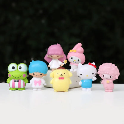 Kawaii Sanrio Anime Figure Cinnamoroll Kuromi Doll Strawberry Bear Action Figures DIY Cake Decorate Toys Gifts For Children