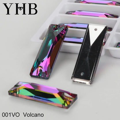 YHB Top Quality Cosmic Baguetee Glass Crystal AB Moonlight Sewing Stones Flatback Sew on Rhinestones For Garment Clothes Bags