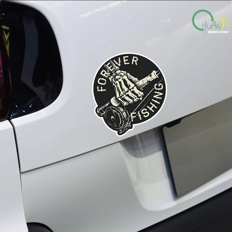 Forever Fishing Reel Sticker for Tackle Box Toolbox NEVER Tire of Fishing Decal JDM Funny Car Stickers Waterproof