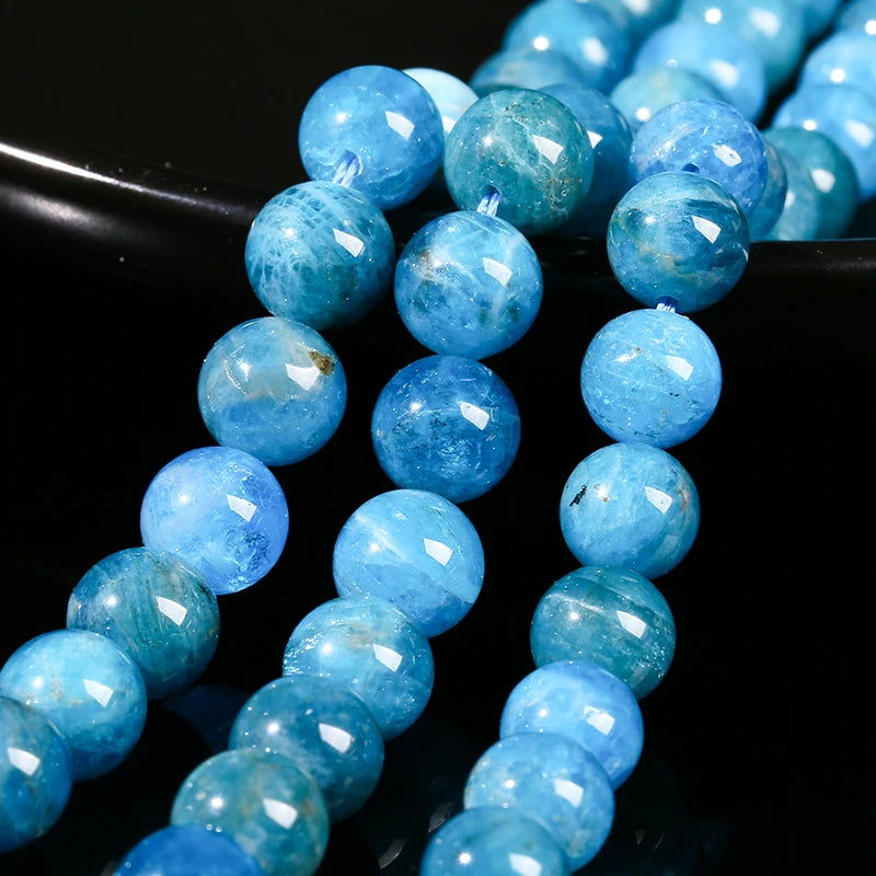 Natural Apatite Stone Bead Round Loose Spacer Blue Gems Bead for Jewelry Making DIY Bracelet Necklace Accessroies 4 6 8 10mm