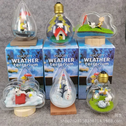 RE-MENT Snoopy Scene Blind Box Toys Bottle Weather Bottle Miniature Spike Andy Anime Figures Doll Model Toys Collect Ornaments