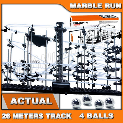 2600cm Rail Level 4 Marble Run Race Roller Coaster Night Luminous Model Building Kits Learning Toys Rolling Steel ball Sculpture