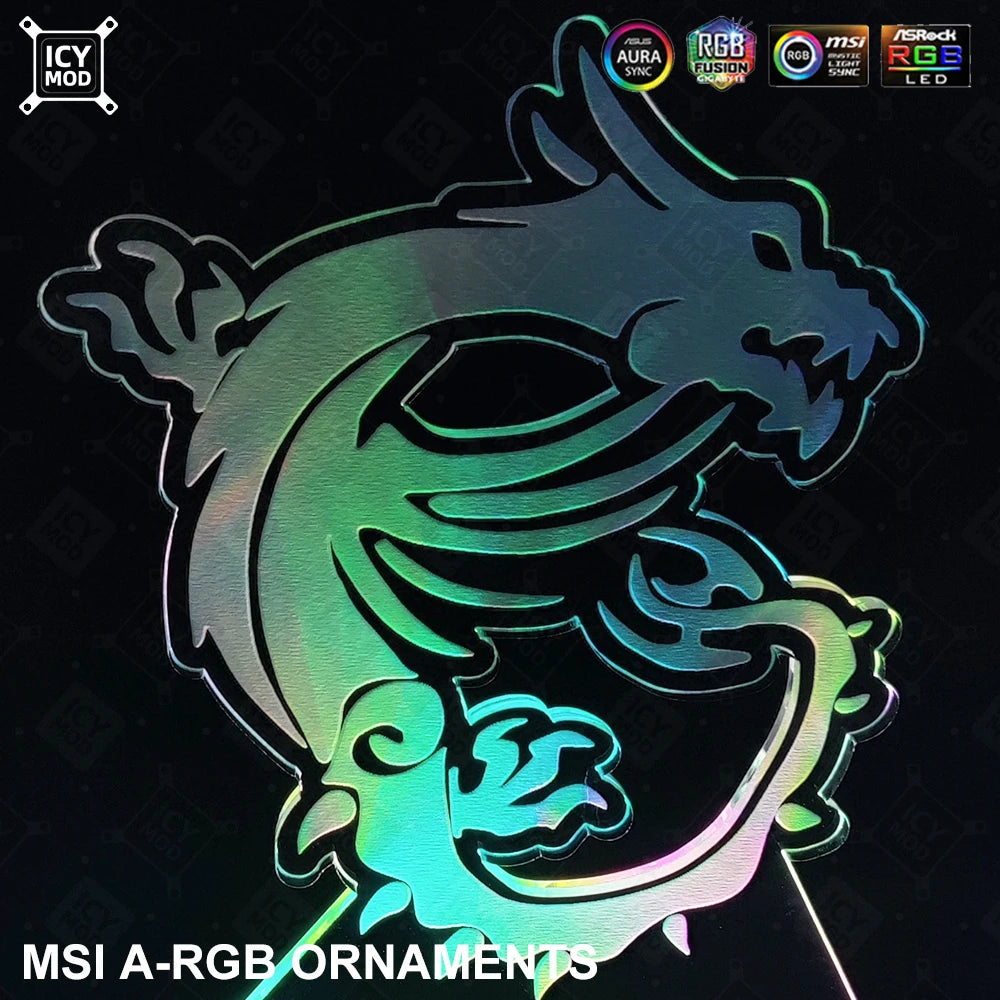 MSI Gaming Figure A-RGB Rainbow LED Acrylic Lighting Panel 5V3Pin Mystic Lighting PC Water Cooling MOD Belief Dragon Decoration