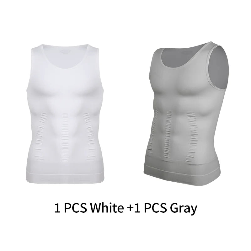Mens Slimming Body Shaper Vest Shirt Abs Abdomen Slim Gym Workout Tummy Control Compression Tank Top Sleeveless Shapewear