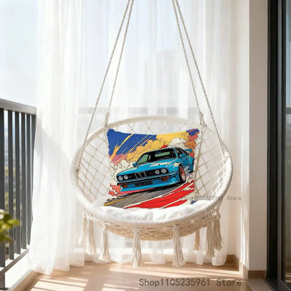 Black White E-E36 Car Pillow Cases for Bedroom Living Room Sofa Home Decor Polyester Cushion Cover with Zipper