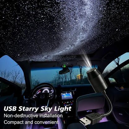 Car Interior Light Roof Star Light USB LED Starry Atmosphere Projector Decoration Night Party Decor Romantic Saturn Galaxy Light
