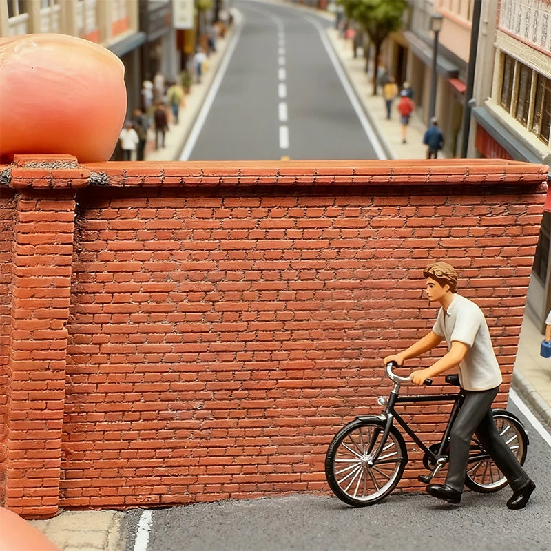 N Scale Miniature Gypsum Brick Wall Simulation Model Red Fence Wall For Building Architecture Dollhouse Garden Accessories 1Pcs