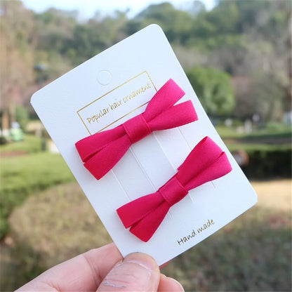2Pcs/Set Hair Bow Clips For Girls Baby Kawii Barrettes Cute Haar Accessoires Kids Colored Ribbon Hairpins Children Hairgrip Hot