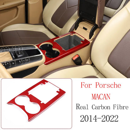 Real Carbon Fiber For Porsche Macan 2014-2020 Inner Door Central Control Gear Panel Cover Door Sill Trim Stickers Accessories