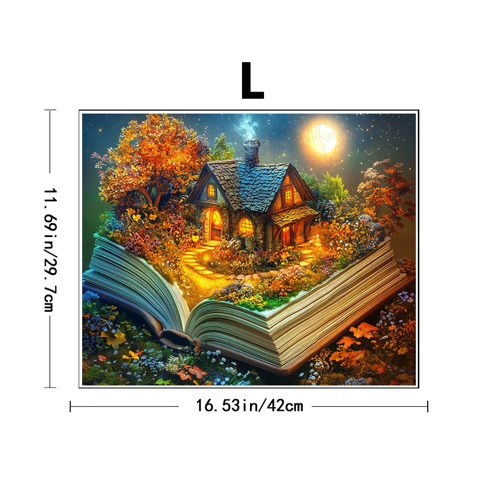 3D Stereo Book Scene Wooden Puzzle - Montessori Toy with Exquisite Patterns, Animal-Themed, Birthday Gift for Adults & Kids