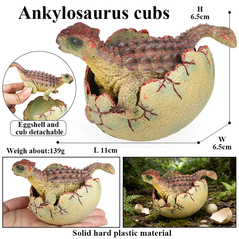 Oenux Classic Dinosaur Cubs T-Rex Saichania Spinosaurus Velociraptor  Pterosaur Cracked Dinosaur Egg Model Collection Kid Toy