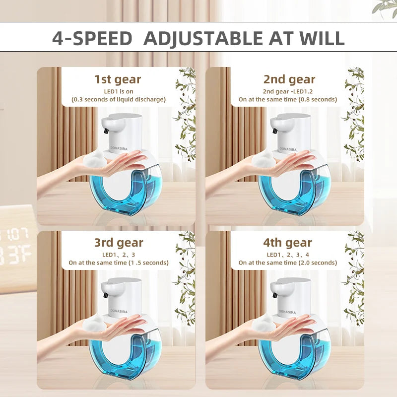 420ML P10 Large Capacity Light Display Desktop Or Wall-Mounted Waterproof USB Rechargeable Automatic Smart Sensor Soap Dispenser
