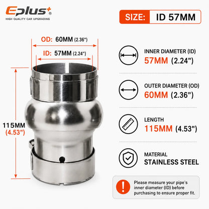 EPLUS Car Exhaust Pipe Stainless Steel Universal Connector Adjustable Swivel Joint Pipe Clamp-On Design No Welding Needed
