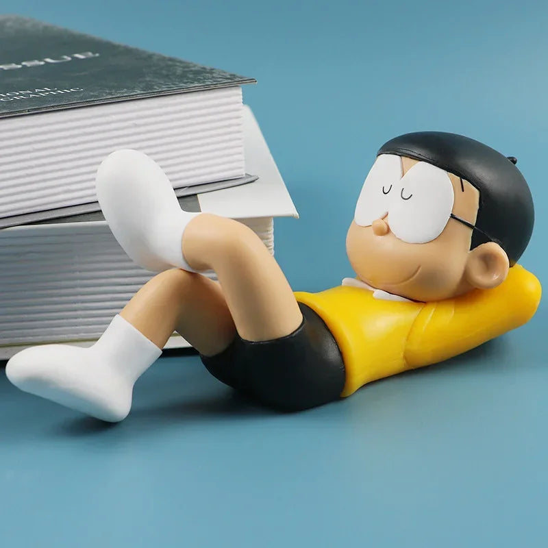 Anime Doraemon Nobita Nobi Sleep Car Decoration Kawaii Action Figure Blue Fat Collectible Model Toy Dolls Birthday Gifts