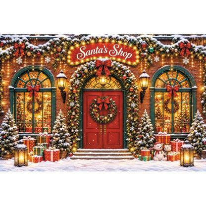 Winter Christmas Red Screen Snowman Christmas Tree Theme Banner Backdrop, Christmas Party, Home Decoration Photography Backdrop