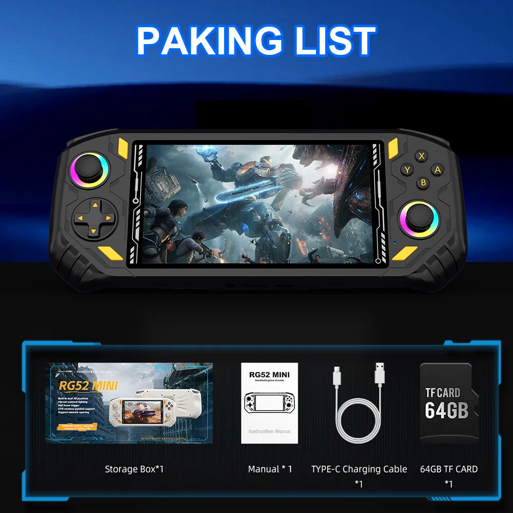 AISLPC RG52 MINI Handheld Game Console 5.5" IPS Screen 2.4G WIFI 22000+Games RK3562 Dual System Portable Handheld Video Player