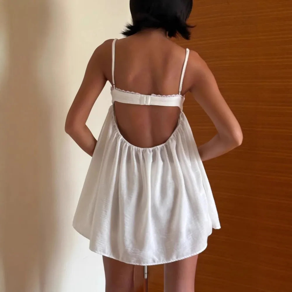 Sexy backless camisole pajama shorts two-piece set with European and American style loose fitting outerwear for women