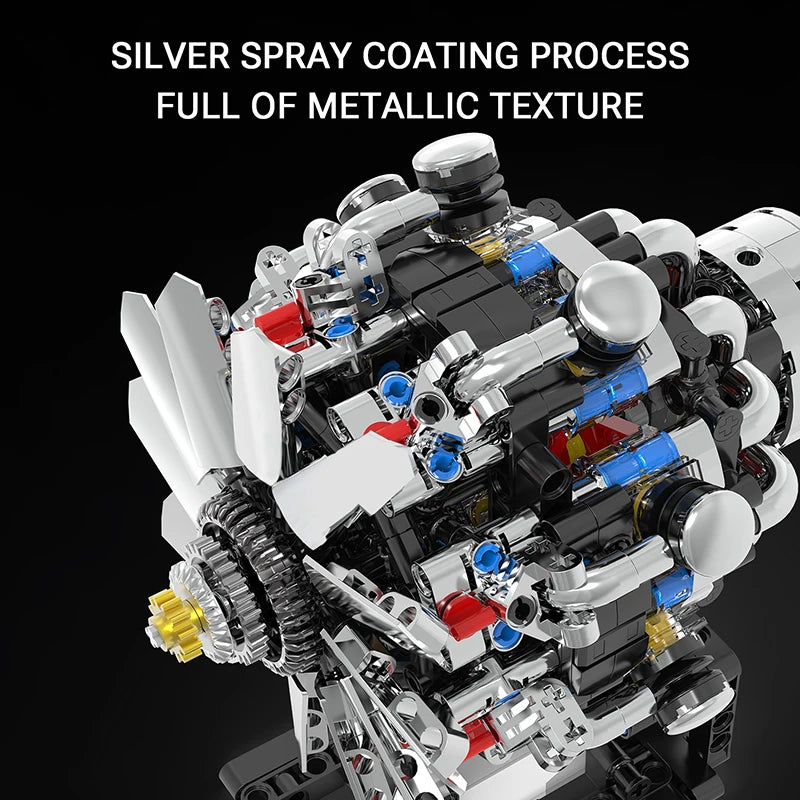 Aircraft V8 Engine Motorized Simulation Model Electrically Drive Technical Blocks DIY Building Toys Gifts Adult Bricks Sets
