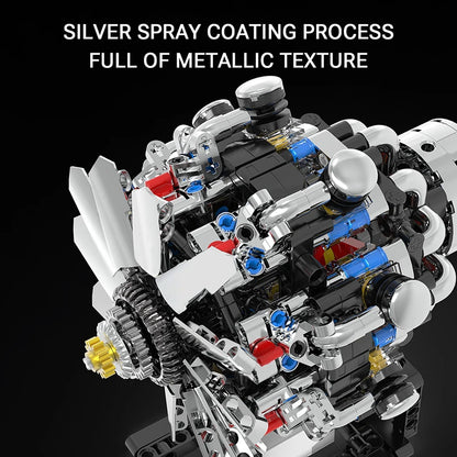 Aircraft V8 Engine Motorized Simulation Model Electrically Drive Technical Blocks DIY Building Toys Gifts Adult Bricks Sets