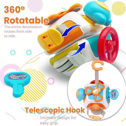 10 in 1 Baby Busy Board Cube Montessori Sensory Toys for Toddler Educational Learning Activities Travel Fine Toy Motor Skill