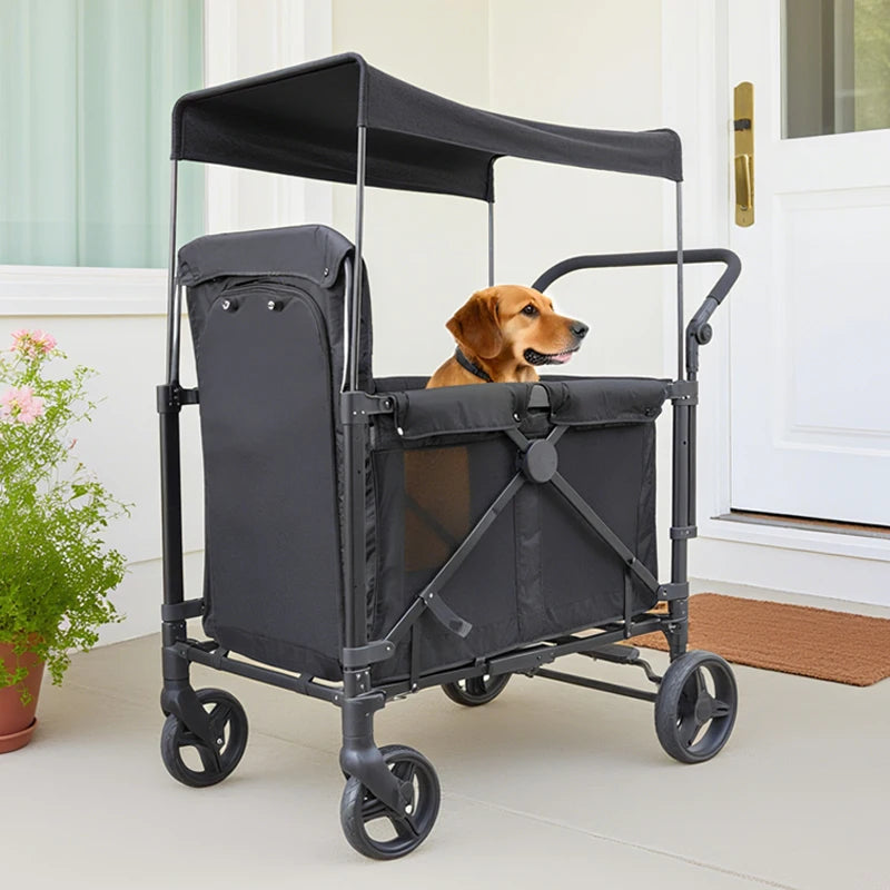 STLFMultifunctional with Detachable Canopy 4 Wheeled Dog and Cat Large Pet Stroller
