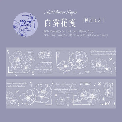 JIANQI 50mm*2m PET Tapes White pattern DIY Scrapbooking Decor Photo Album Collage Junk Journal Materials Aesthetics Stickers