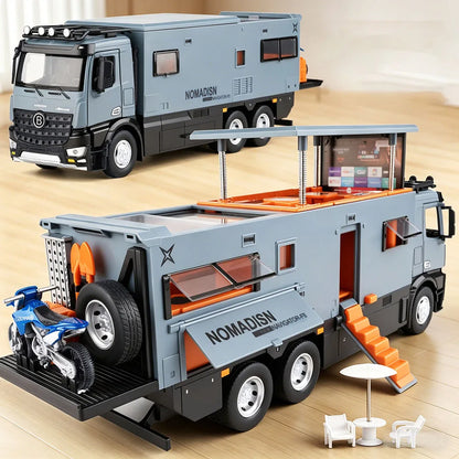 1:18 Off-road RV Diecast Models Alloy Toys Cars Folding Rearview Mirror Doors Opened  with Sound Light Vehices Birthday Surprise