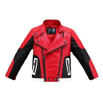 Spring and Autumn Children's Jacket New Boys' and Girls' Splicing Breathable Motorcycle Leather Jacket 90-160cm