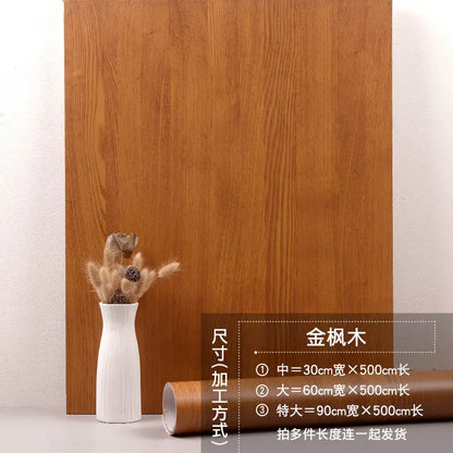 90CM Width Waterproof Self Adhesive Wood Grain Sticker Door Cabinet Desktop Modern Furniture Renovation Peel and Stick Wallpaper