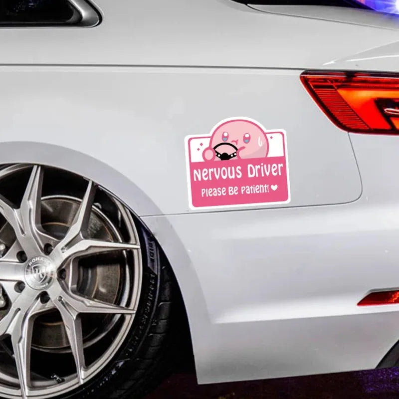 Car Sticker Nervous Driver Funny Sticker Cute Cartoon DIY Vinyl Decal For Bumper Rear Window Door Waterproof Styling Accessories