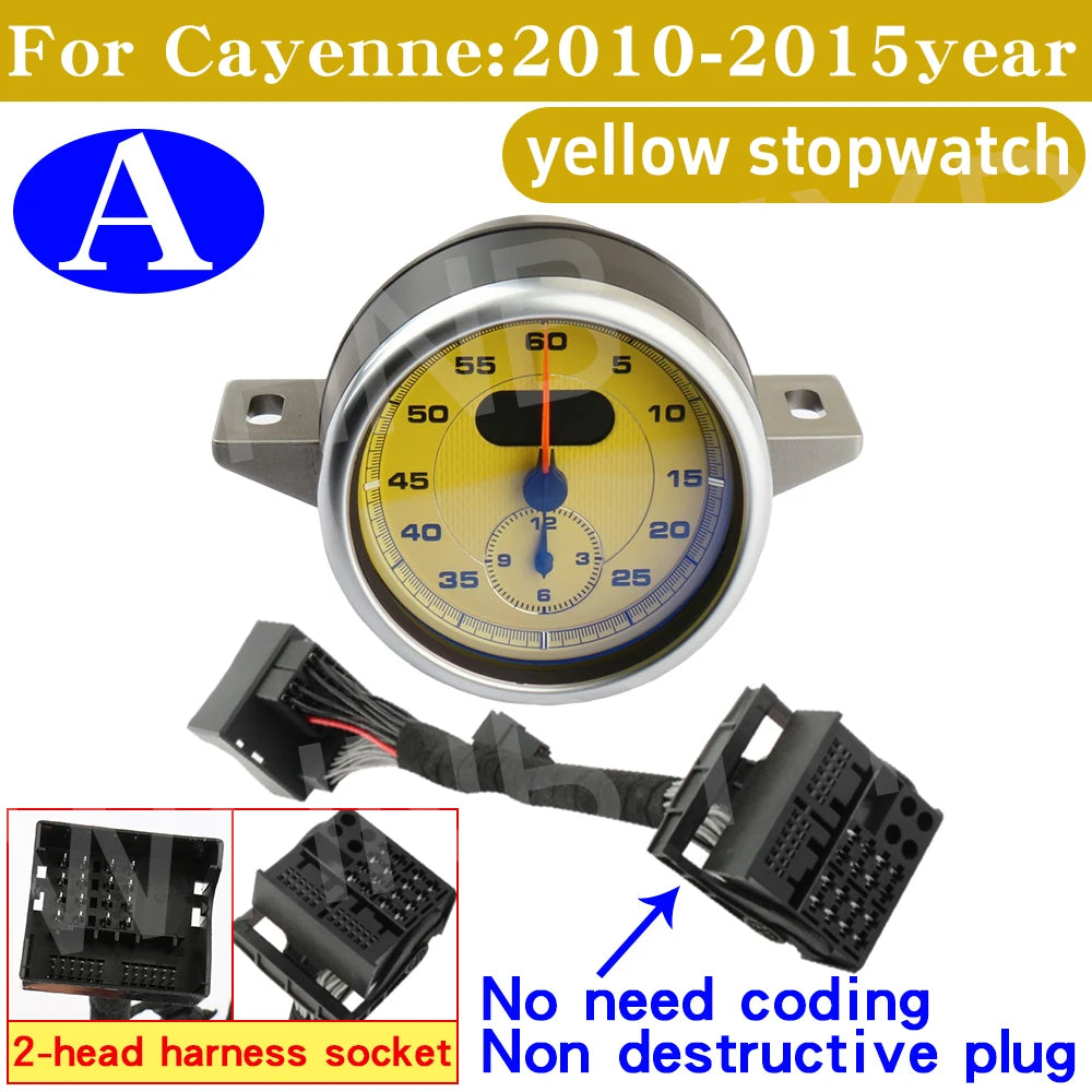 Car Stopwatch for Porsche Cayenne 958 10-17 Clock Chrono Watch Dashboard Cover Modified Car Interior Accessories Stopwatch Clock