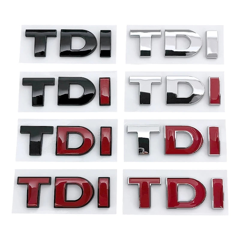 3D ABS Black Red Logo TDI Emblem Letters Decal Car Rear Trunk Badge TDI Sticker for VW Accessories