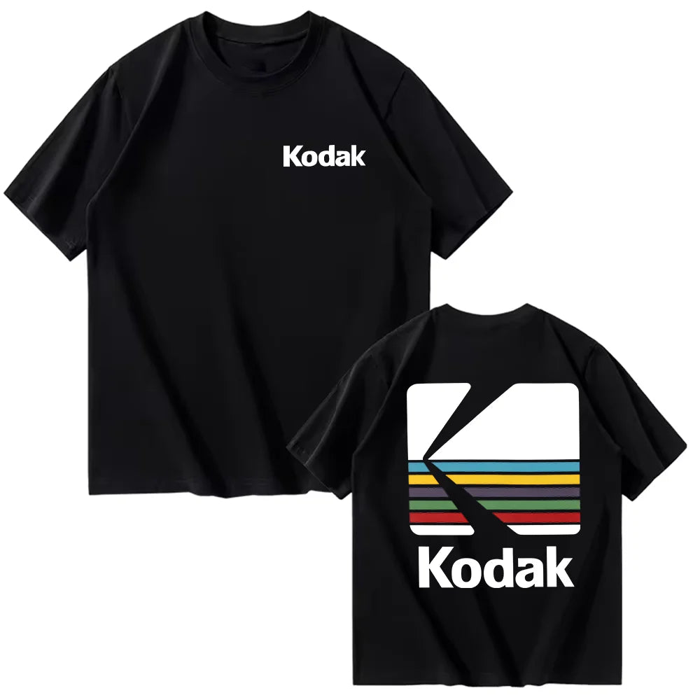 Kodak Summer Brand Men T-shirt Cotton Solid Color Daily Graphic Print Casual Breathable Short Sleeve Top Tees Women Clothing