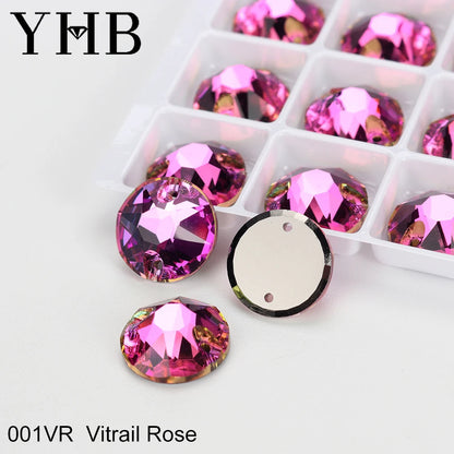 YHB Top Quality XIRIUS Glass Crystal AB Moonlight Sewing Stones Flatback Sew on Rhinestones For Garment Clothes Bags