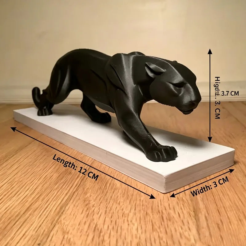 2026 Newest 3D Printed Abstract Black Panther Statue With White Base Minimalist Animal Sculpture Office Desktop Decor Ornament