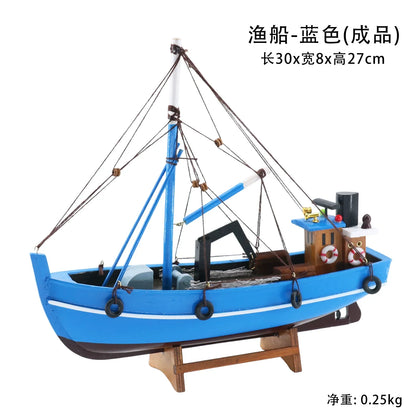 Wooden Jaws - 37cm Orca Model Shark Fishing Boat Movie Relative Items Custom Famous Boats Antique Decoration Seaside Home Decor